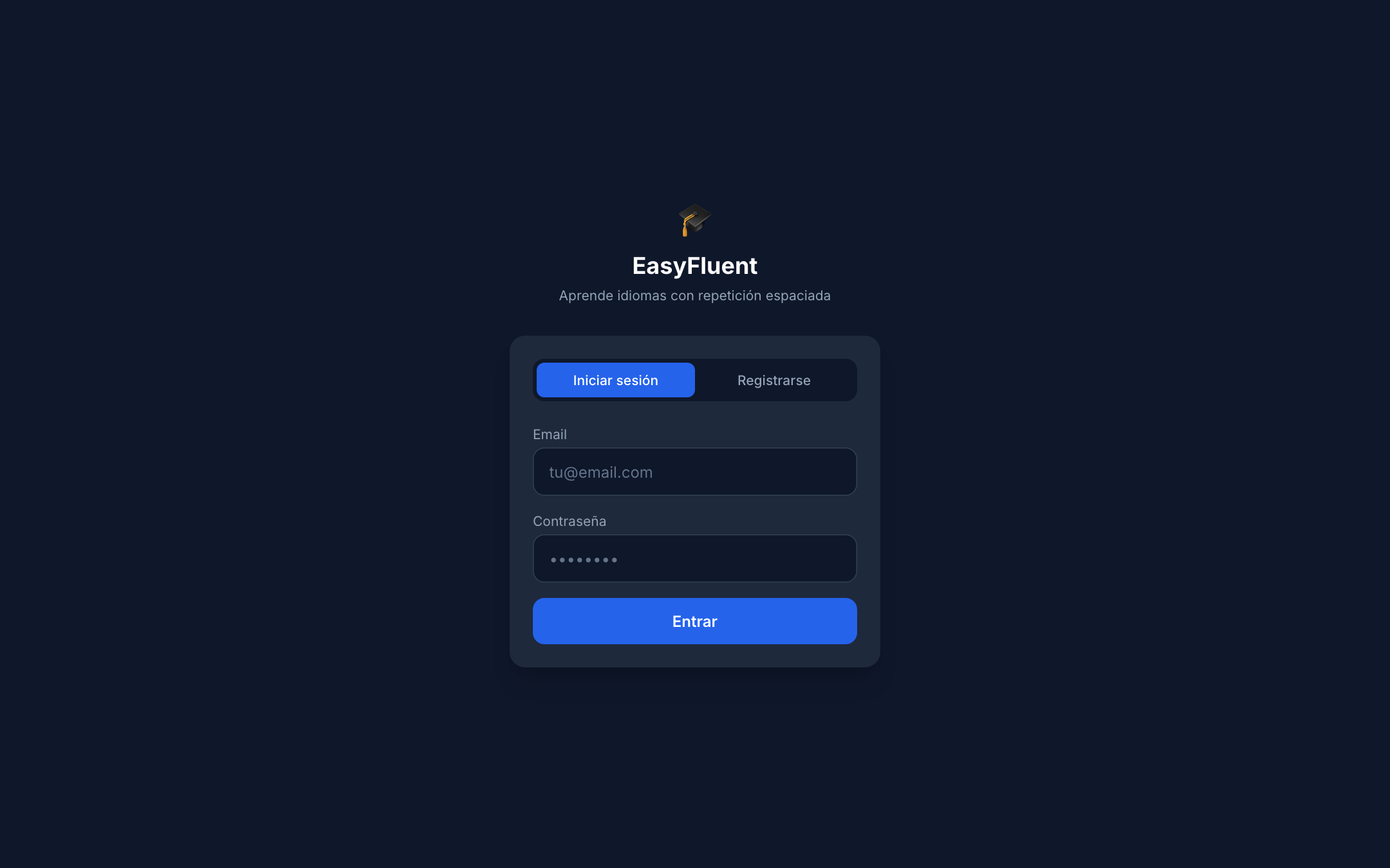 Pantalla de login