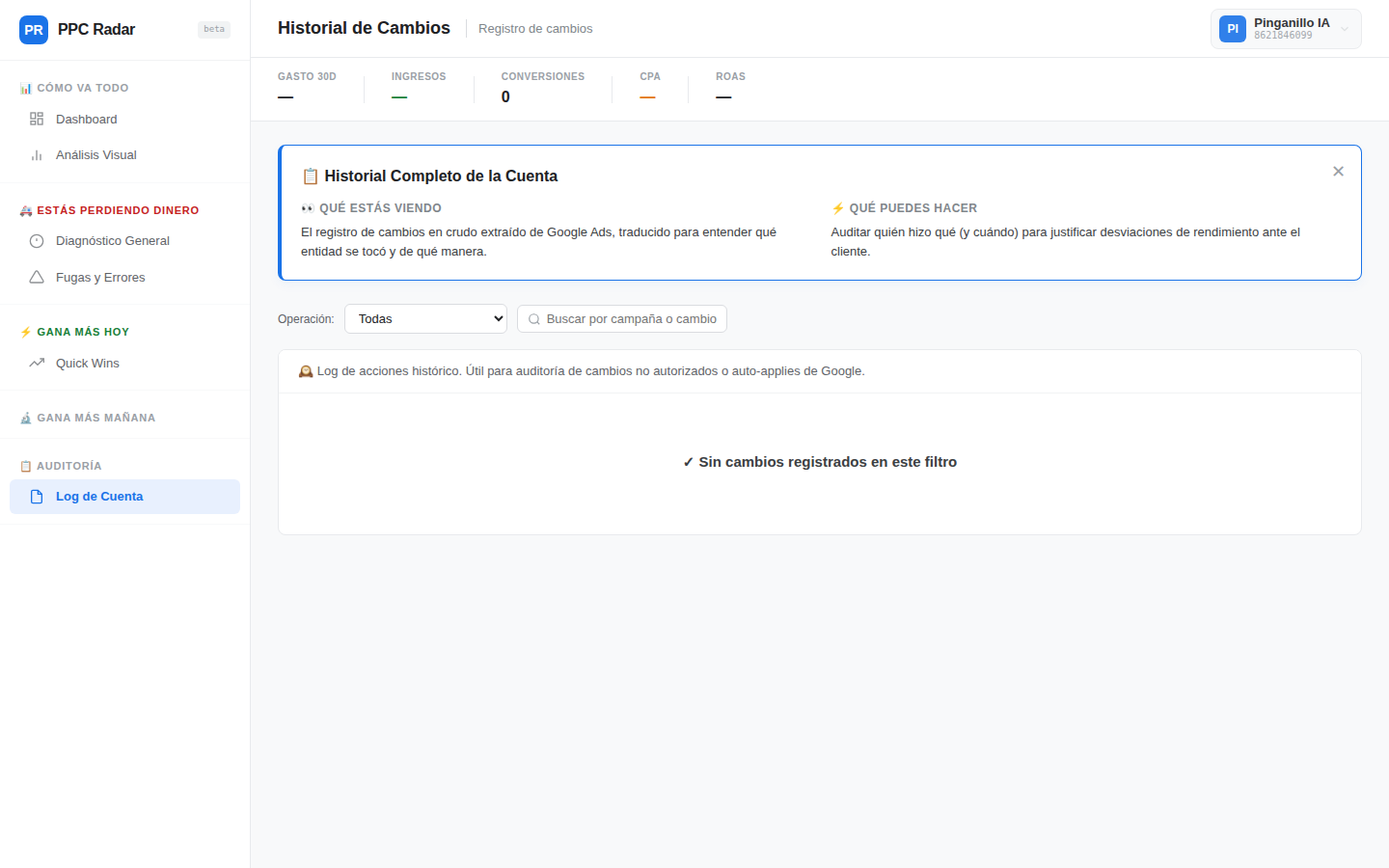 Log de Cuenta